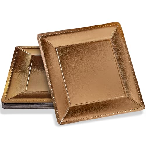 Silver Spoons Gold Square Charger Disposable Paper Plates - 13