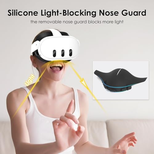 VR Facial Interface Bracket & Foam Face Pad for Meta Quest 3,Sweat-Proof Face Pad Cover Replacement,Anti-Leakage Nose Pad & Lens Protector for Meta Quest 3 Accessories (4-in-1 Black)