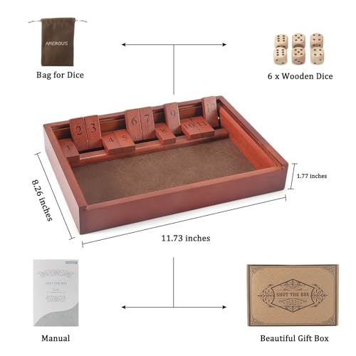 Shut The Box Juego de Dados y Mesa Clásico de Madera miniatura 5