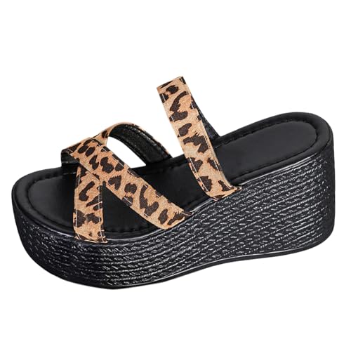 Pantoletten Damen OrthopäDische Hausschuhe Pantoffeln Badepantoletten Arch Support Sommer bequem Keilsandalen Freizeit atmungsaktiv Strandschuhe Peep Toe Sandaletten Strandlatschen, beige, 38 EU