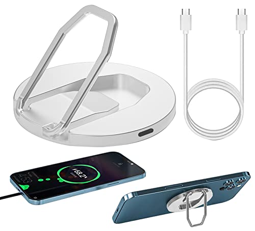 3 in 1 ワイヤレス充電器 Magsafe対応 AirPods 電器 ホルダー グリップ スタンド マグセーフ 充電器 マグネット マグセーフ MagSafe iphone12 iphone13 iphone14 マグネットケース対応 充電器 Qi急速充電 最大15W出力 無線充電器 Type-Cケーブル付き