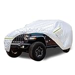 SNKOL 7 Layers Waterproof Heavy Duty Car Covers for Automobiles All Weather Season Anti-Hail UV Protection Snowproof Outdoor 15.4LBS Full Cover Universal Fit SUV 201" to 206"
