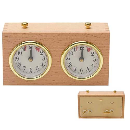Horloge d'échecs analogique en bois avec minuterie mécanique artisanale
