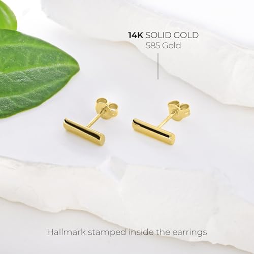 Upgrade Your Style with Lucchetta's 14kt Yellow Gold Mini Bar Stud Earrings - Italian Excellence Fine Jewelry3
