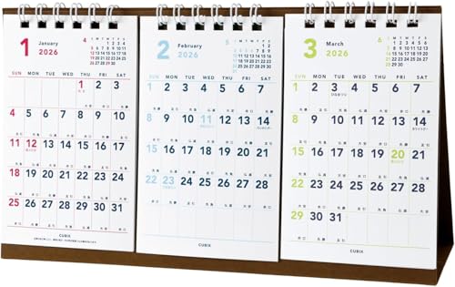 エムプラン 2026 カレンダー キュービックス 卓上 3ヶ月 ベーシック 204007-01-65 2026年 1月始まりのサムネイル