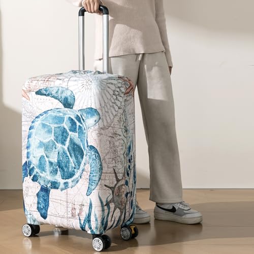 Image of HOKIPO Suitcase Covers for Trolley Suitcase, 220gsm Durable and Washable, Medium (21-22inch) - Ocean Turtle (AR-6344-D7)