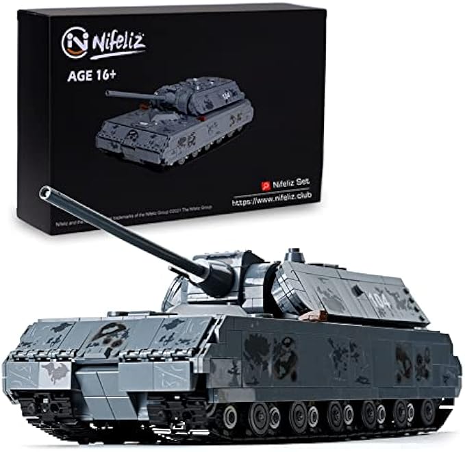 Nifeliz WW2 Military Panzer VIII Maus MOC Building Blocks and Engineering Toy, Adult Collectible Model Tanks Kits to Build, Boy Toys for Christmas and Birthday Gifts, New 2023 (2300 Pieces)