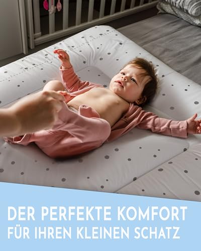 Pic Bear - Fasciatoio, Facile Da Pulire, Materassino Per Fasciatoio, Cuscino Per Fasciatoio, 85 X 72 Cm, Motivo Pois, Bianco-Antracite - 6