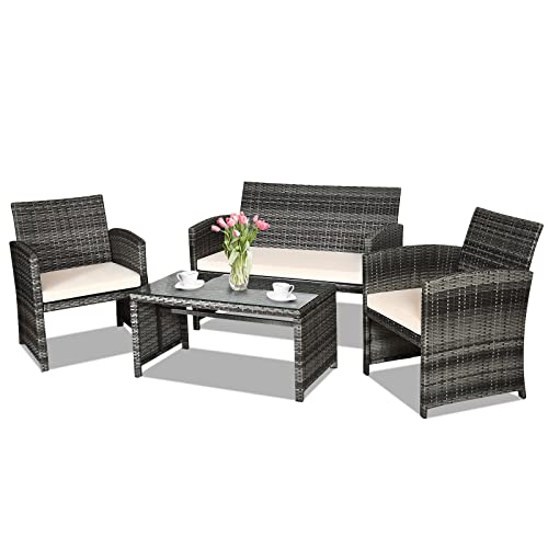 Goplus 4-Piece Wicker Outdoor Furniture Set