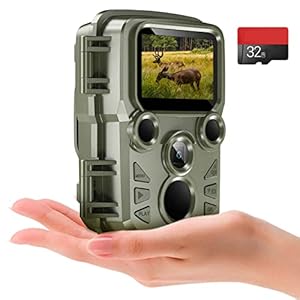 Mini Wildkamera, 12MP 1080P IP66 Caupureye Wildtierkamera Outdoor, Wildkamera mit Bewegungsmelder Nachtsicht, mit 2.0…