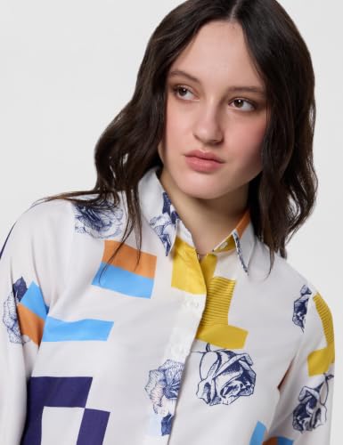 Image of Trendy Queen Women's Printed Straight Mandarin Neck Shirt for Women's | Tops for Woman Shirts | Shirt for Women Stylish Western (SD778 S)