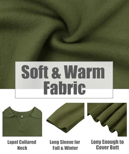 Image of CARCOS Plus Size Sweaters for Women Long Sleeve Pullover Sweaters Lapel Collared Vneck Knit Jumper Tops Fall Winter XL-5XL
