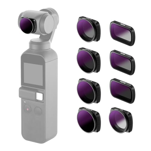 Neewer Magnetic Lens Filter Kit Compatible with DJI Osmo Pocket Camera - 8 Pieces ND4 ND8 ND16 CPL ND8/PL ND16/PL ND32/PL ND64/PL Made of Optical Glass and Aviation Aluminum Frame