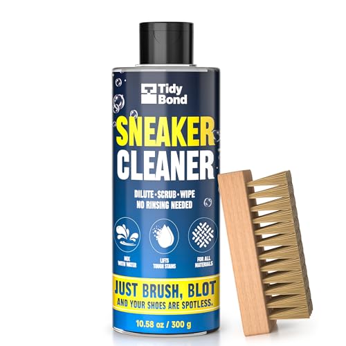 Tidybond Sneaker Reinigungsset – 300ml Premium Schuhreiniger mit Bürsten & Mikrofasertuch, Reinigung für weiße Schuhe, Sneaker, Leder, Wildleder, Canvas, Mesh, Stoff & PU