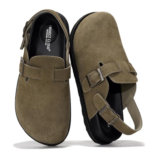 Image of Project Cloud 100% Genuine Leather Footbed Clogs for Women - Memory Foam Arch Support Slippers for Women - Trendy Slip-ons Women's Mules & Clogs Sandals