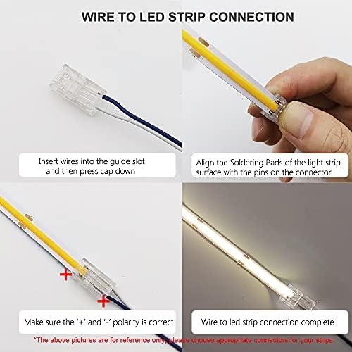 Miniatura 4 de Conector de tira LED COB de 2 pines de 0.315 in a cable, clips sin cable, adaptador sin soldadura, conexión de extensión para tira de luces LED de