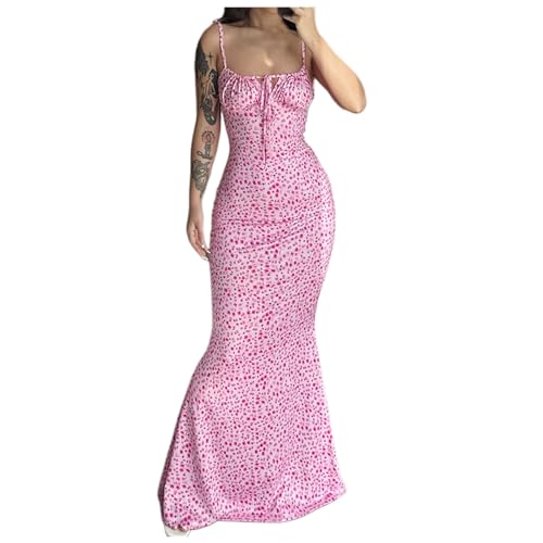 Vestido Largos Mujer Verano Ajustado Estampado Floral Vestidos Casual Cuello en V Elegante Vestido Línea A Vestido Vestido Playa