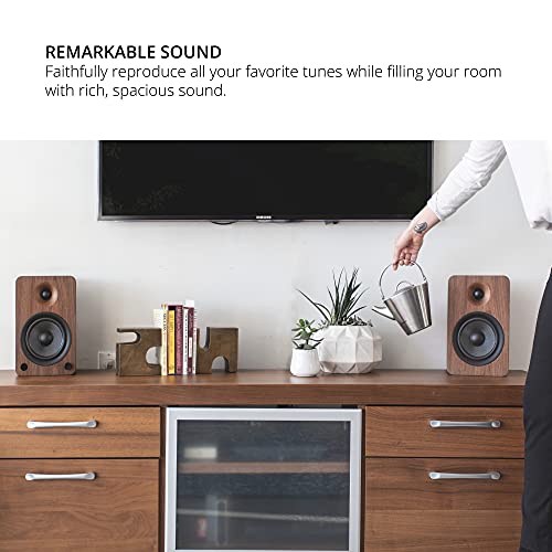 Image of Kanto YU6WALNUT Powered Bookshelf Speakers with Bluetooth and Phono Preamp | Pair | Walnut