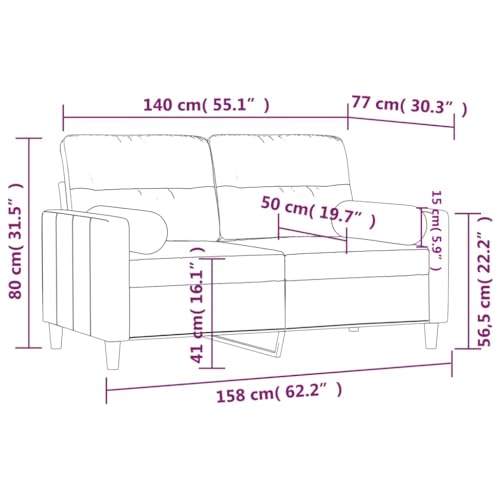 Sofá de 140 cm de ancho con fundas de almohada extraíbles lavables 4