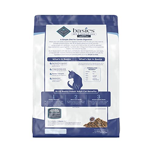 Blue Buffalo Basics Skin & Stomach Care Grain Free, Natural Indoor Adult Dry Cat Food, Duck & Potato 11-Lb #TOP2