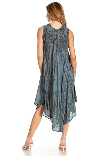 Sakkas Kara Long Draped Sleeveless Marbled Caftan Dress/Cover Up2