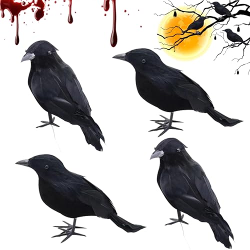 Schwarze Krähe Dekoration - Realistische Raben Vögel Dekorationen für...