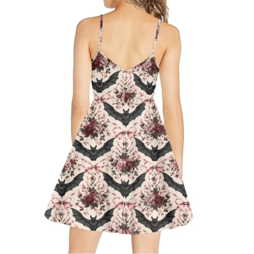 Image of Women's Spaghetti Strap Dress Summer Casual Swing Sundress Girls Beachwear Swing Mini Dress