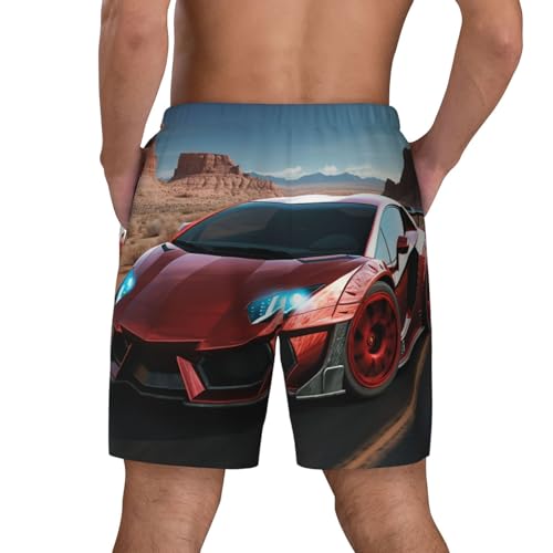 Men's Swim Trunks Quick Dry Board Shorts Red Race Car Beach Shorts with Pocket Bathing Suits for Men3