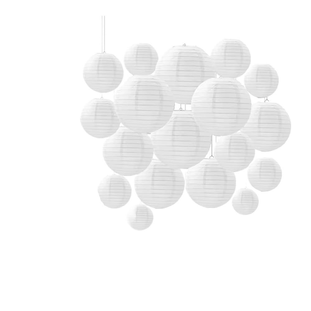 30Pcs Paper Lantern Mix Size Lanterne Home Decoration & Led Lights Weddings Shower Mariage Xmas Parties(White-30White lamp)