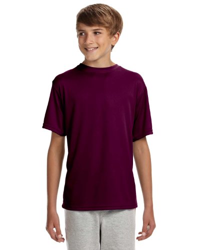 A4 Youth Short-Sleeve Cooling Performance Crew, XL, Maroon