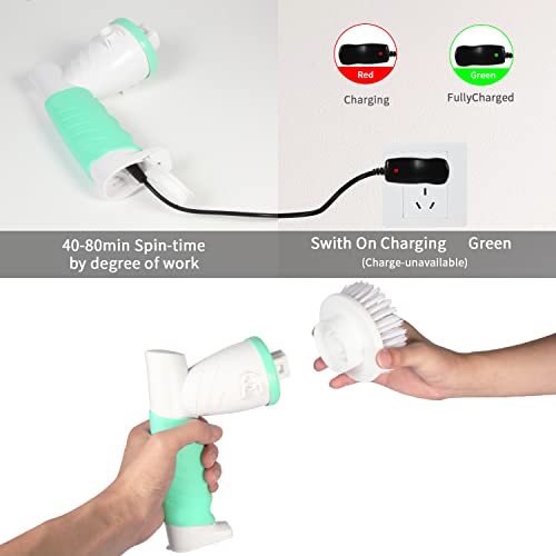 Iezfix Electric Spin Scrubber Bathroom Cleaning Brush Shower Scrubber Portable Rechargeable, Power Scrub Brush For Bathtub Sink Tile Grout Window Sill Kitchen Stove Cooker, Household Cleaning Tools #TOP5