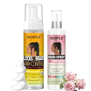 Braid Foam Control Mousse Hair Braiding Mousse for Twist, Locs, Braids Lightweight - Braid Spray Rose Mint for Dreads, Dreadlocks, Locks Spray Rose Water for Itchy Scalp (2PCS)