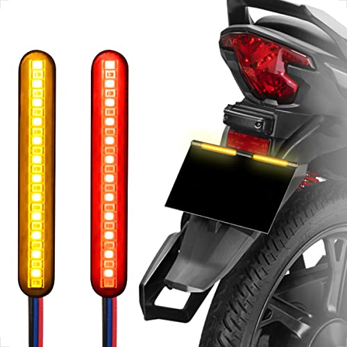 evermotor Indicateur de moto 2 × 12 V 24 LED Lumière séquentielle Clignotant Moto Feu arrière de frein pour scooter ATV Scooter ATV Ambre Lumière Barre lumineuse