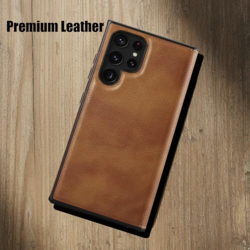 Image of Leather Case for Samsung Galaxy S20 Ultra Premium Protective Stylish Slim Cover with Shockproof Raised Edges Brown