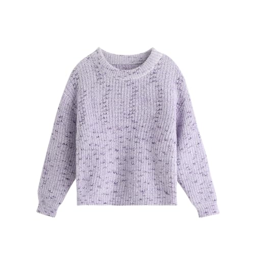 Girls Knit Sweater Long Sleeve Crewneck Solid Pullover Knit Tops