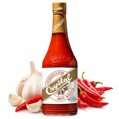 Crystal Louisiana's Pure Hot Sauce with Garlic, 12 Ounce, Aged Cayenne Peppers, Medium Heat, Flavor...