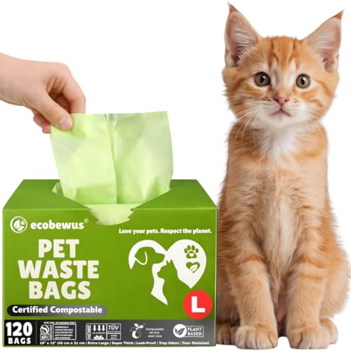 Certified Compostable Cat Litter Waste Bags, BPI Certified (120 Count) 16