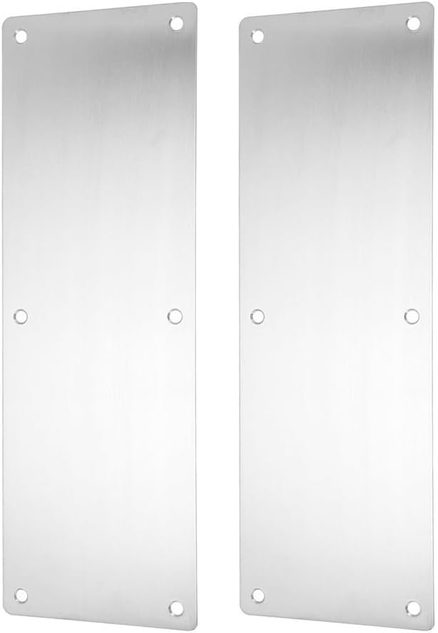 Stainless Steel Door Kick Plate and Push Plate for Interior or Exterior Protection, Heavy Duty Anti-Scratch METALs Scuff Guard Armor Shield with Pre-Punched Holes, Commercial Grade Silver Finish