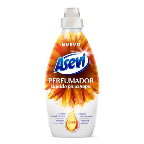 Asevi Perfumador Líquido para Lavadora Gold - Perfume para la Ropa - Fragancia Intensa y Sofisticada - Fórmula Hipoalergénica - Dermatológicamente Testada - Ideal para Todo Tipo de Ropa