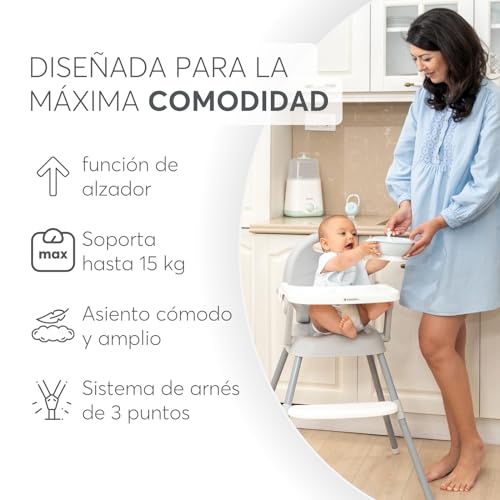 Miniatura 2 de Kikkaboo Trona Bebé 3 En 1 Spoony, Silla Alta Hasta 36 Meses, Trona Convertible, Asiento Elevador, Silla Baja, Bandeja Extraíble, Azul