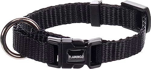 Flamingo Collier pour Chiens Ziggi - Noir - Taille XXS 15-25 cm, 10 mm - Idéal pour Chihuahua, Yorkshire Terrier, Pinscher Nain, Bichon Maltais et Caniche Toy