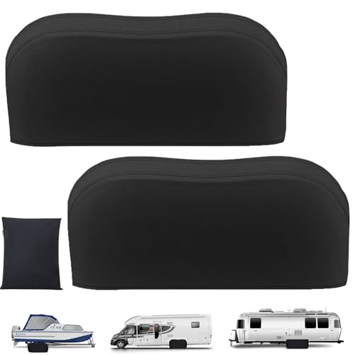 K-Musculo RV Tire Covers, Waterproof Anti-UV 600D Oxford, Dual Axle Wheel Covers, 2-Piece RV Wheel Covers, Fits 30-32 Diameter Tires, Dual Buckle, for RVs, Trucks, Trailers, All Seasons. (Black)