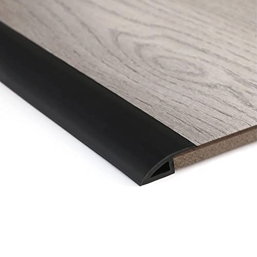 Tira autoadhesiva de 2 m para puerta de piso laminado, tira de umbral de transición, tiras de piso de goma de PVC, tira de borde de umbral de transición de 10 mm, color negro Cover