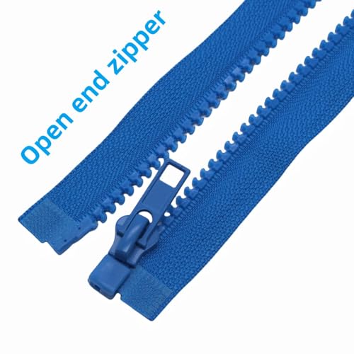 Image of MebuZip 2PCS #5 14 Inch Separating Jacket Zippers Resin Zipper Molded Plastic Zippers Bulk for Sewing Coat Jackets Clothes (Blue)