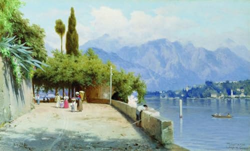 Tableau impressions d'art mural lac de Côme par Fedor Bronnikov pour chambre 60x90cm