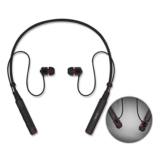 Sport bluetooth-hörlurar, Remax V4.1 trådlöst halsband brusreducerande hörlurar magnetiska öronsnäckor svettbeständiga headset HD stereo in-ear hörlurar 7-9 timmars speltid för löpning gym träning w/mikrofon (svart)