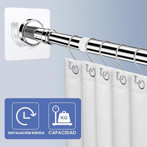 Miniatura 3 de Sibba Soporte Para Barra De Ducha 4 Unidades Soporte Adhesivo Para Barra De Cortina Retenedor De Perforación Ganchos De Tensión Transparentes Adhesivos Herramienta De Sujeción De Pared