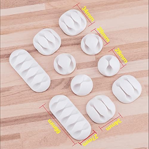 Cozlly 10 pcs Cable Holder Clips Silicone Adhesive Cable Management Cord Organiser White Cable Tidy Clips for Desk Wall home office USB Charging Wire Organization