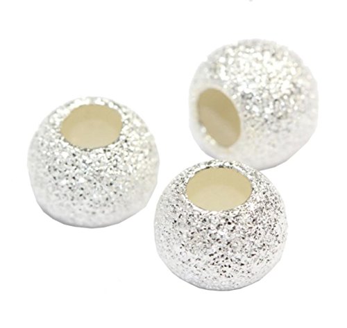 200pcs 4mm (0.16 Inch) Small Tiny Sparkle Stardust Round Beads Sterling Silver Plated Spacer for DIY Craft Jewelry Making CF227-4