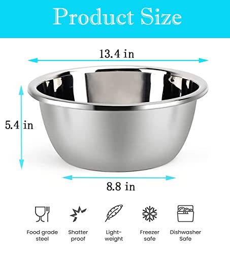 meleg otthon Stainless Steel Mixing Bowl, 11QT Salad Bowl, Metal Bowls, Stainless Steel Basin, Heavy Duty Deeper Edge Mirror Finish Dishwasher Safe Bowl (3XL)… by meleg otthon - Used condition - Image 2